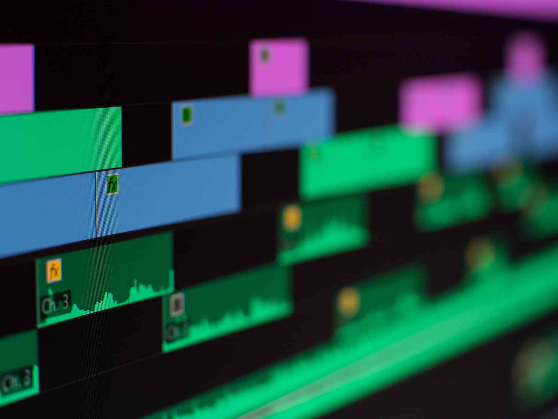 Video editing software close up